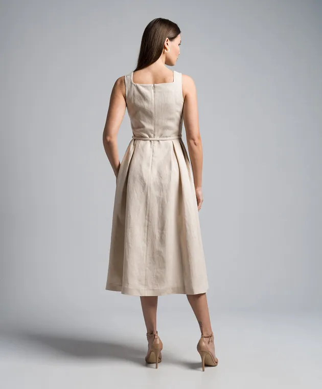 Max Mara CIPRO beige linen dress