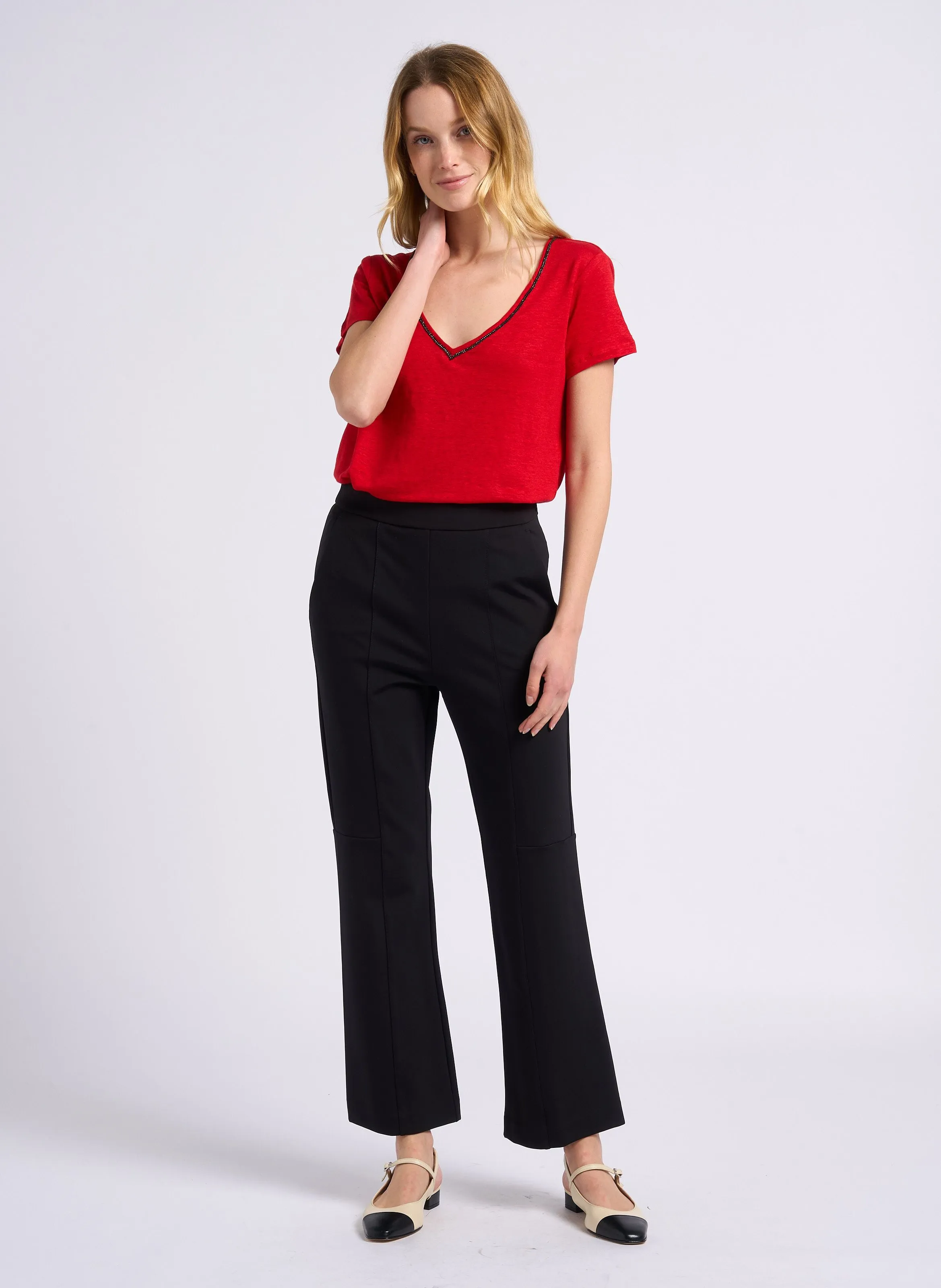 MAX MARA LEISURE GLASGOW  PANTALóN DE TALLE ALTO CON PINZAS EN NEGRO