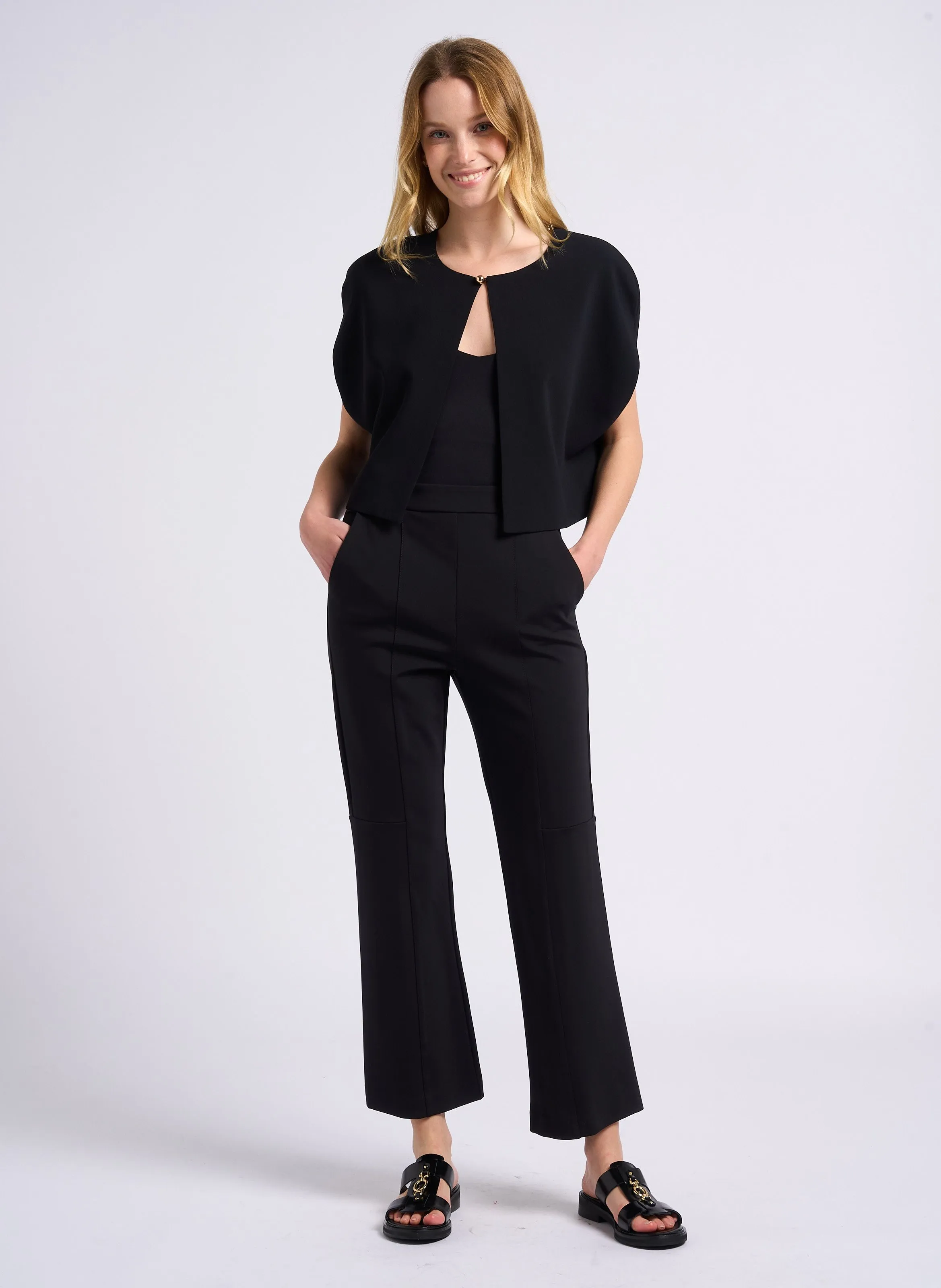 MAX MARA LEISURE GLASGOW  PANTALóN DE TALLE ALTO CON PINZAS EN NEGRO