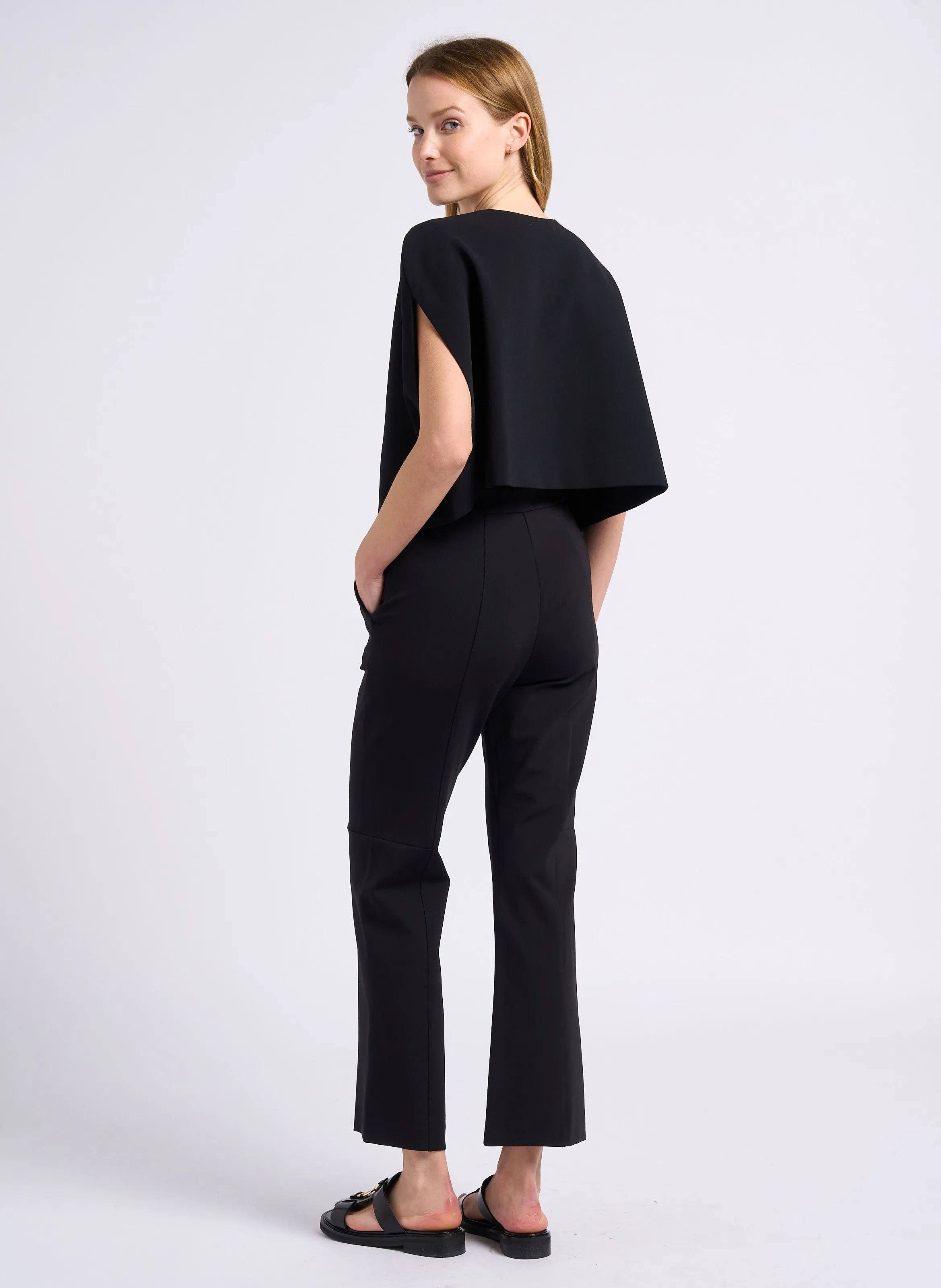 MAX MARA LEISURE GLASGOW  PANTALóN DE TALLE ALTO CON PINZAS EN NEGRO