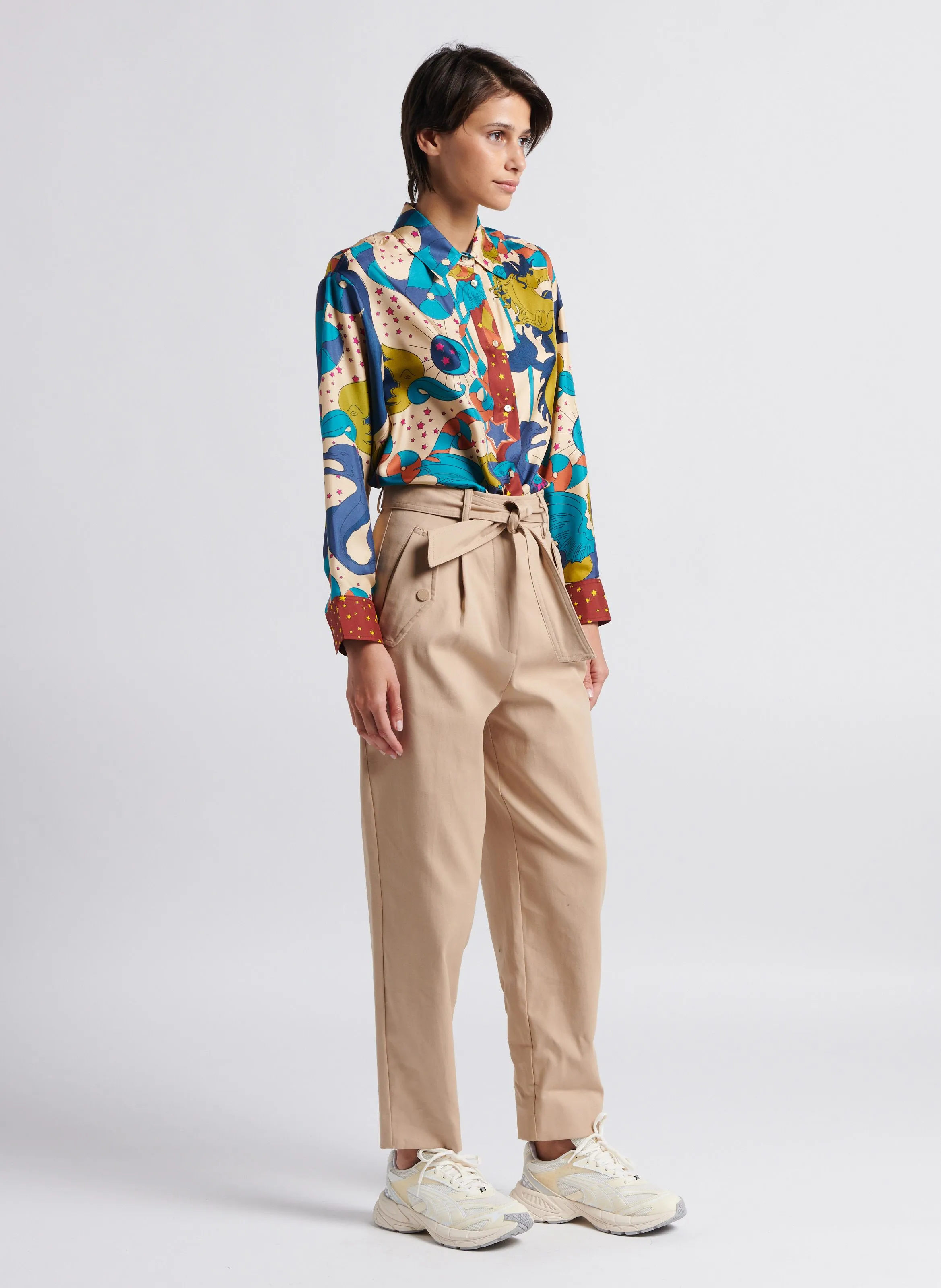 MAX MARA WEEK END OCCHIO  PANTALóN TAPERED DE TIRO ALTO EN BEIGE