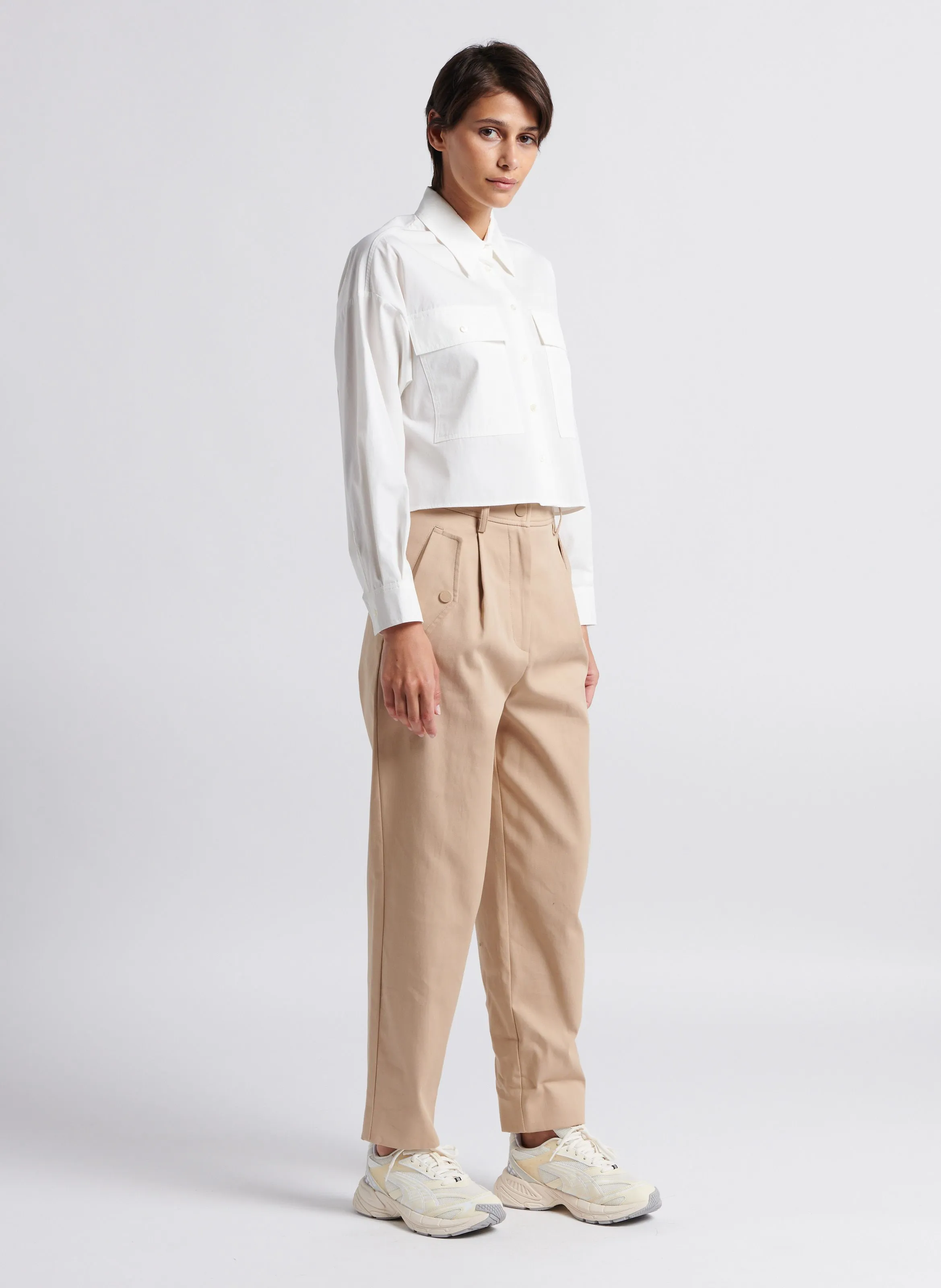 MAX MARA WEEK END OCCHIO  PANTALóN TAPERED DE TIRO ALTO EN BEIGE
