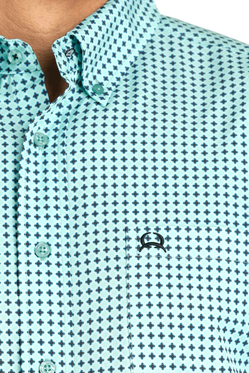 MEN'S CINCH TURQUOISE DIAMOND PRINT BUTTON DOWN SHIRT