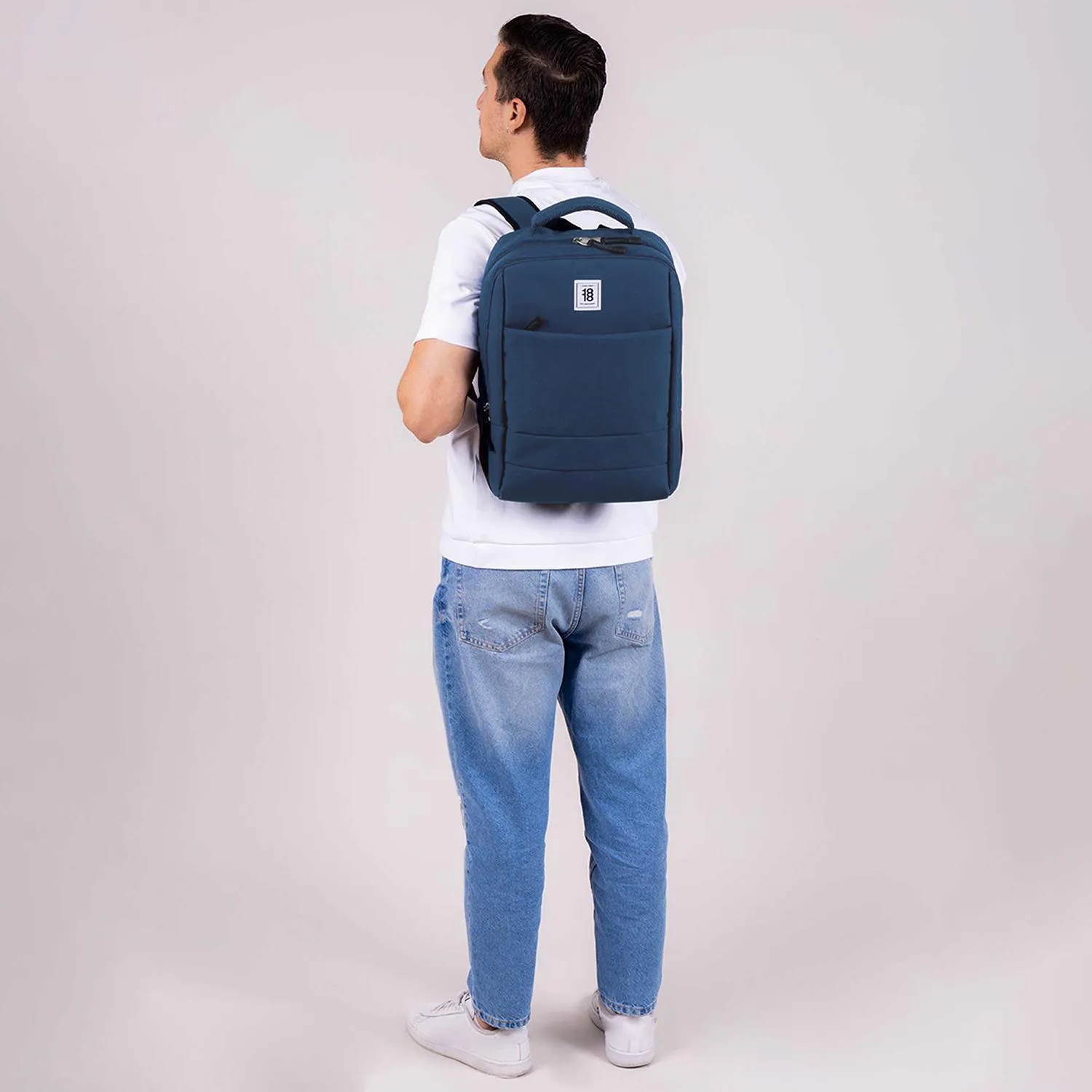 Mochila Grande 1818 Unisex Wynn Azul Con Porta Laptop De Hasta 15.
