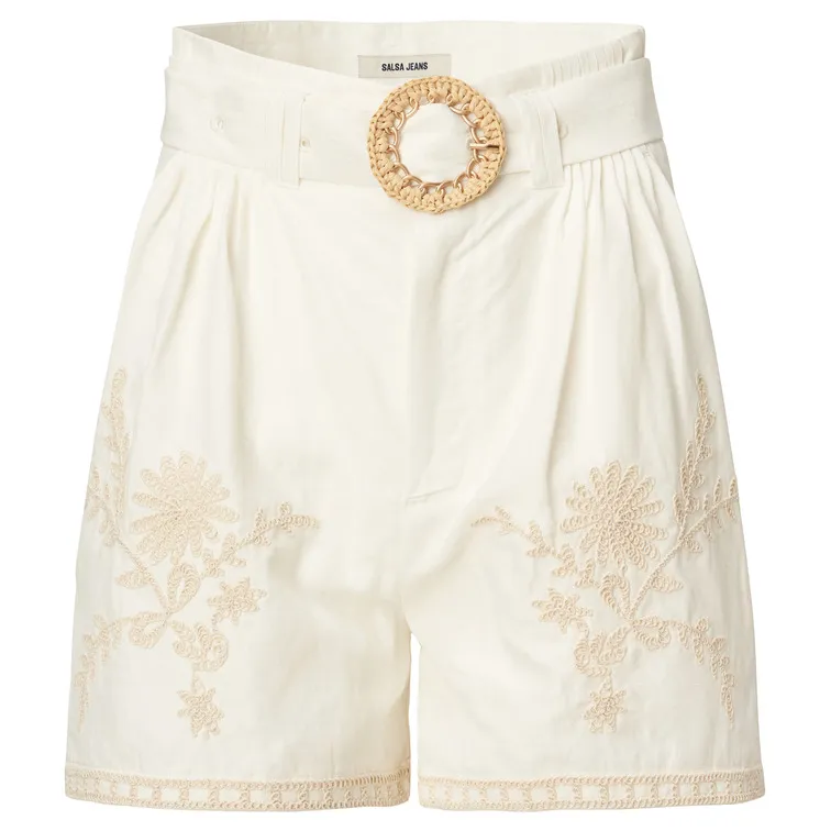 PANTALONES CORTOS CON LINO BORDADOS MUJER SALSA