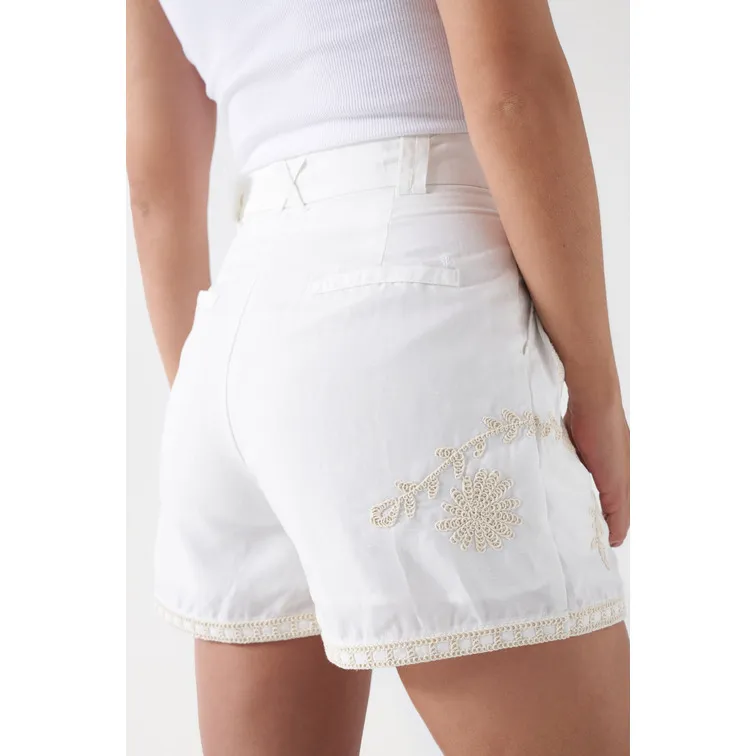 PANTALONES CORTOS CON LINO BORDADOS MUJER SALSA