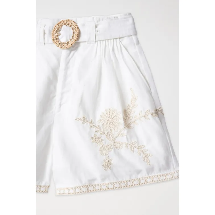 PANTALONES CORTOS CON LINO BORDADOS MUJER SALSA