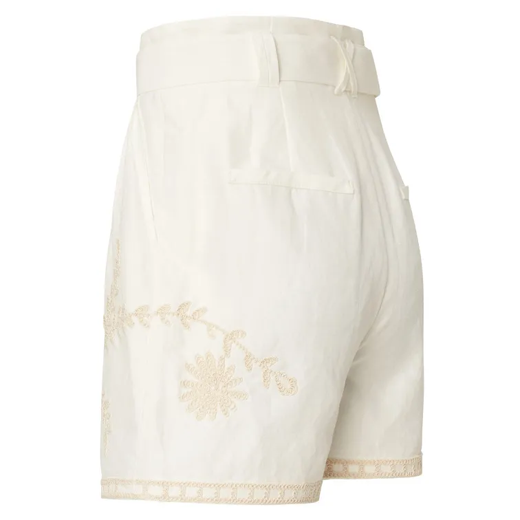 PANTALONES CORTOS CON LINO BORDADOS MUJER SALSA