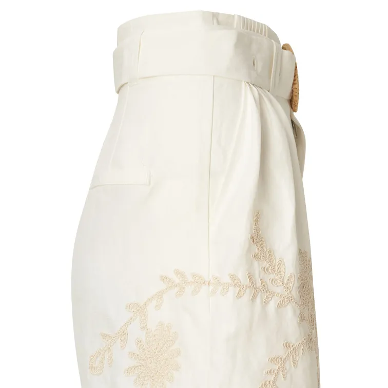 PANTALONES CORTOS CON LINO BORDADOS MUJER SALSA