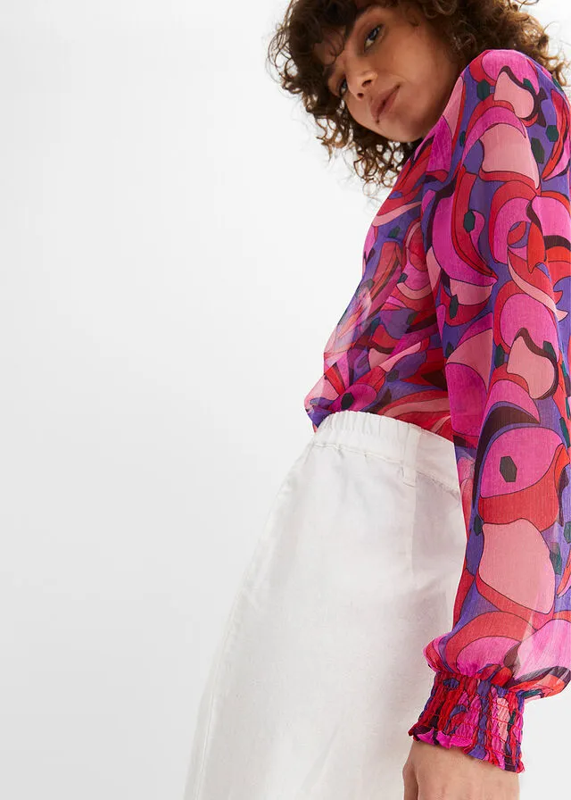 Pantalones sueltos con mezcla de lino Blanco