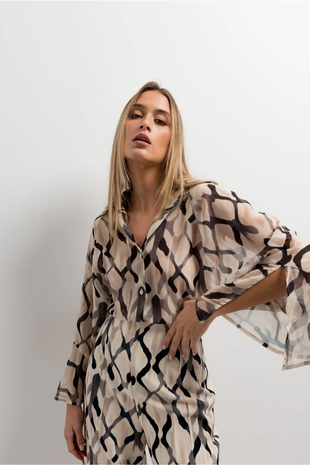 Pantalón estampado culotte de mujer, pantalones elegantes para mujer