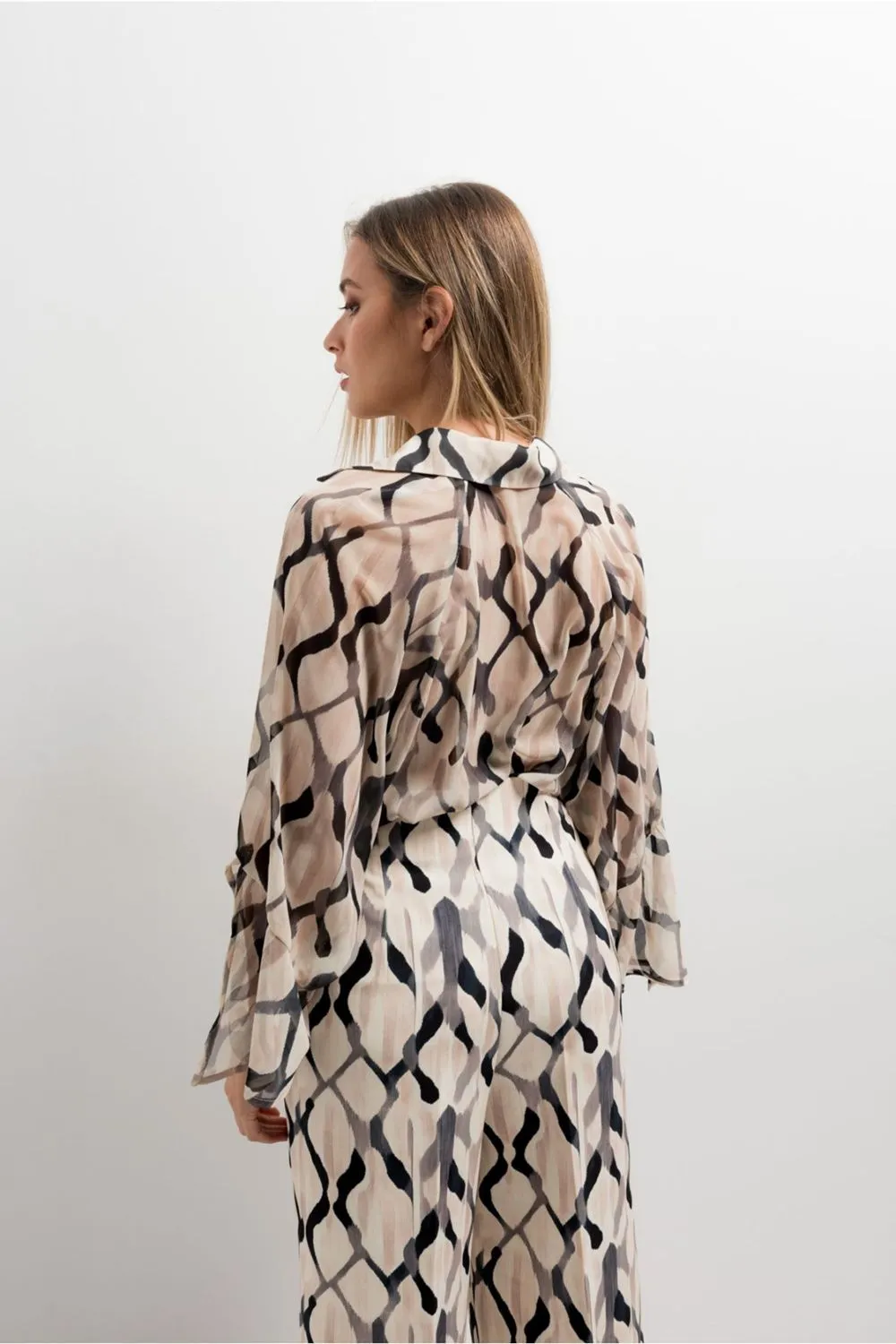 Pantalón estampado culotte de mujer, pantalones elegantes para mujer