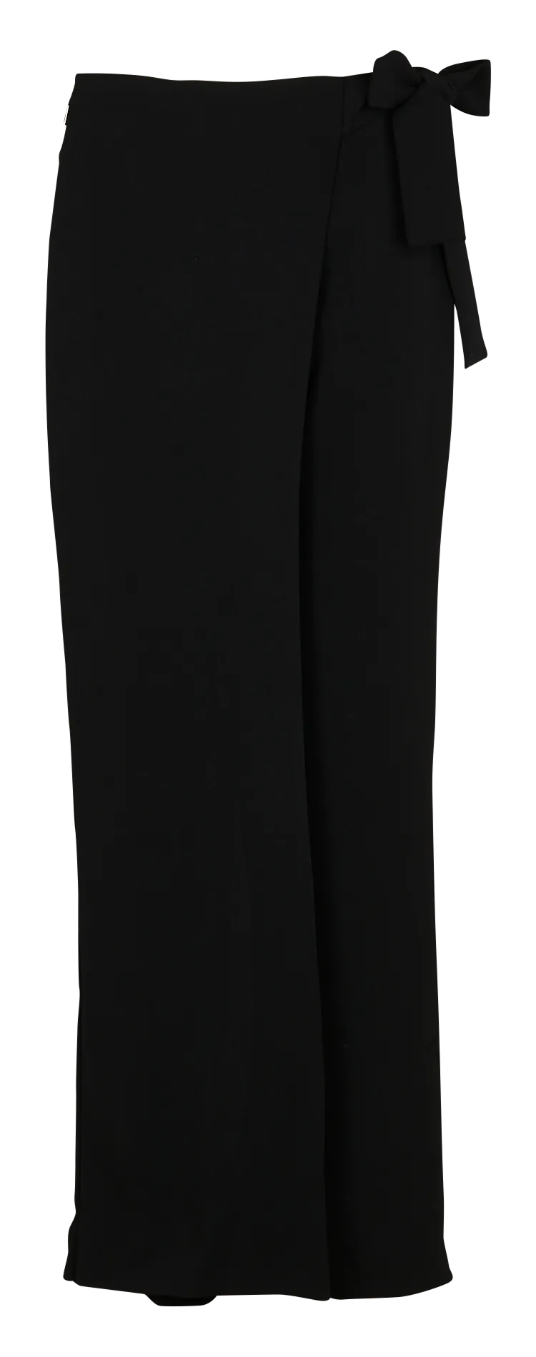 Pantalón recto con corte cruzado. en negro
