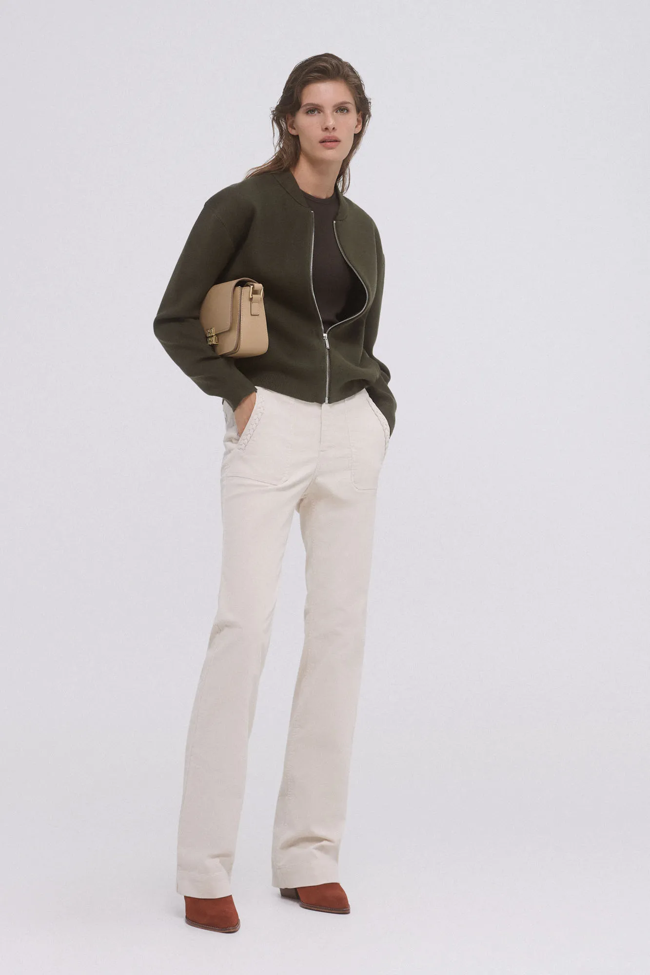 Pedro del Hierro Pantalón micro pana flare full length