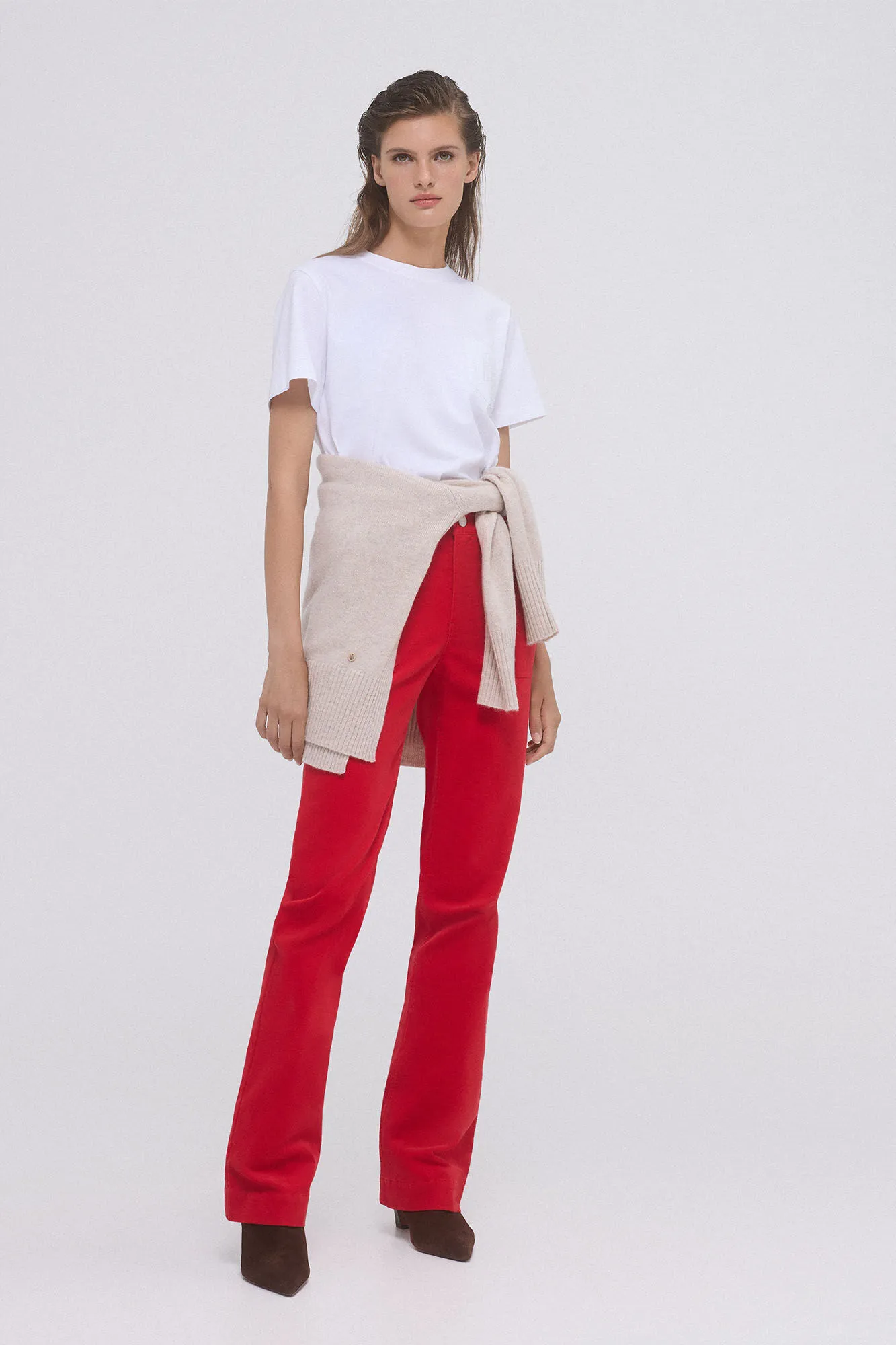 Pedro del Hierro Pantalón micro pana flare full length