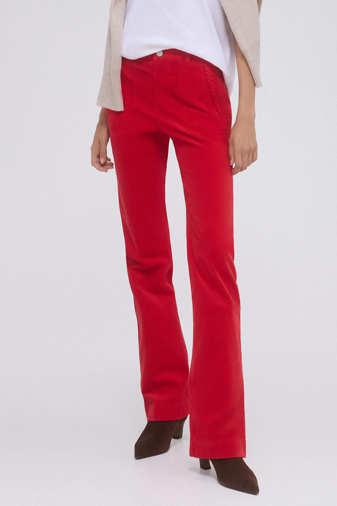 Pedro del Hierro Pantalón micro pana flare full length