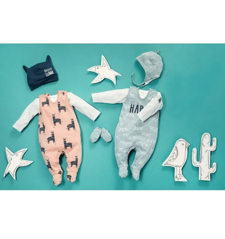 Pelele de tirantes para bebé colección Happy Llama