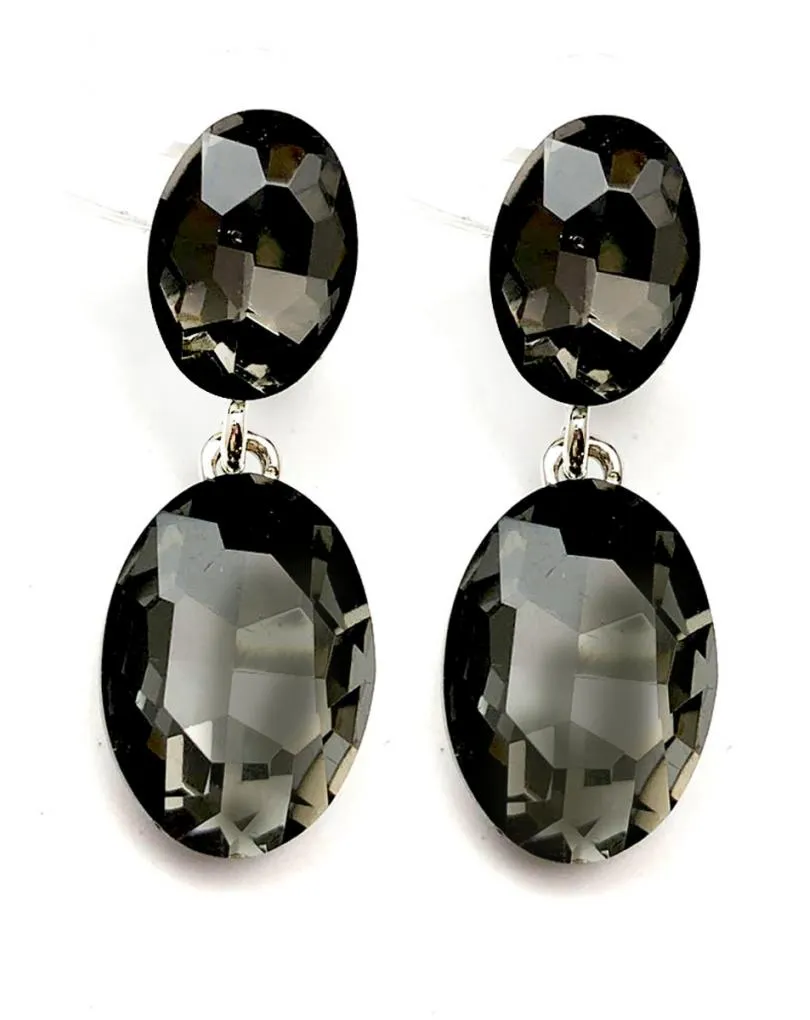 PENDIENTES GRISES PEQUEÑOS PARA BODAS DE CRISTAL BRILLO