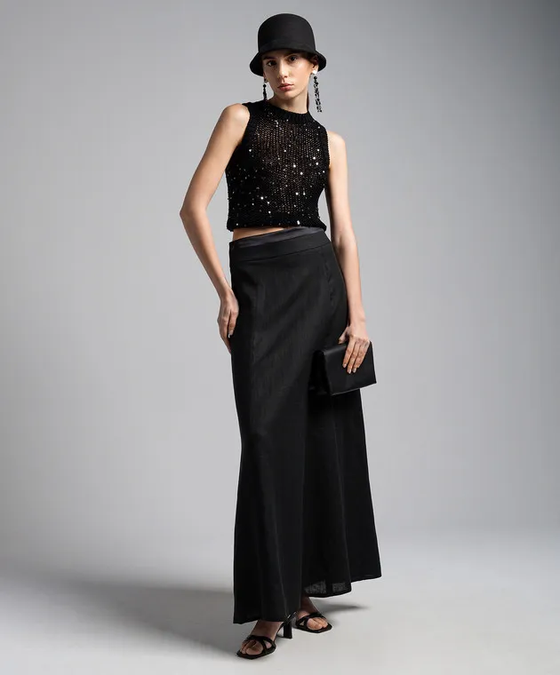 Peserico Black linen maxi skirt
