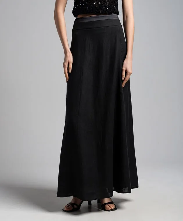 Peserico Black linen maxi skirt