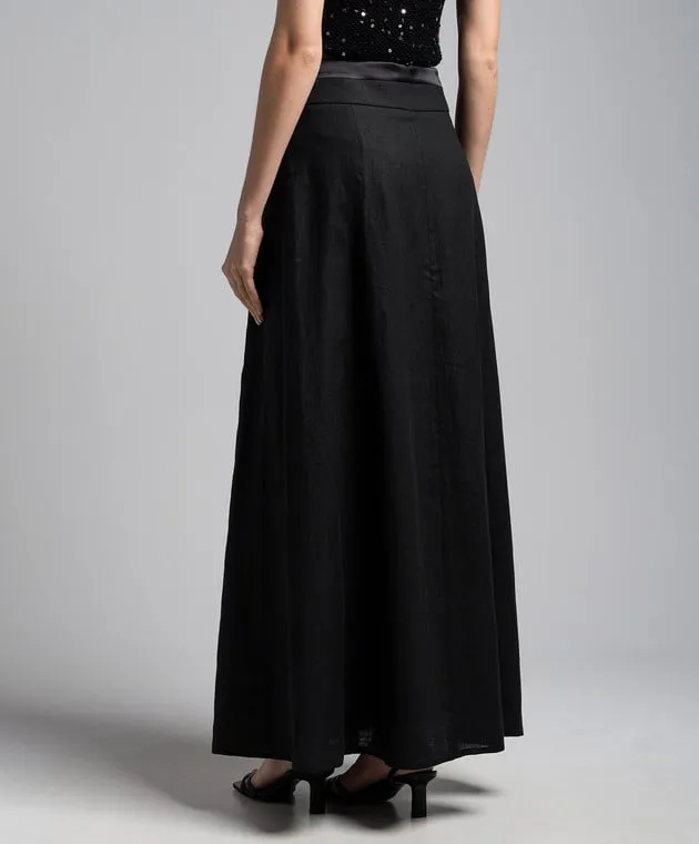 Peserico Black linen maxi skirt