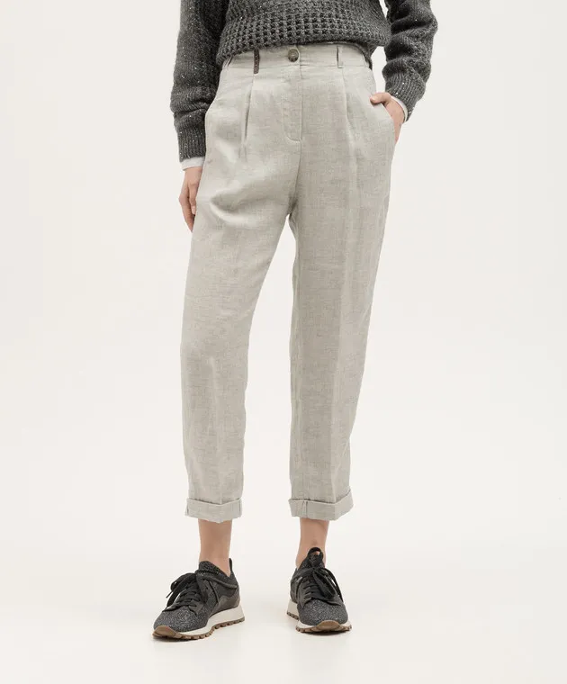 Peserico Gray linen pants