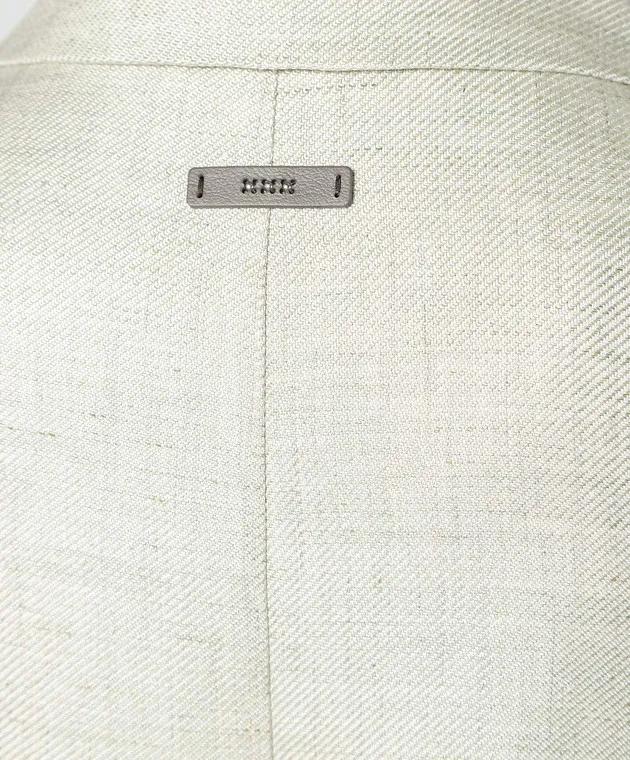 PESERICO GREEN DOUBLEBREASTED WAISTCOAT WITH LINEN