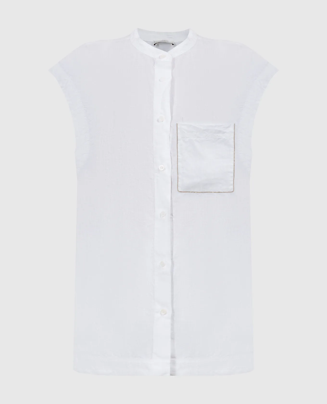 Peserico White linen blouse with monil chain