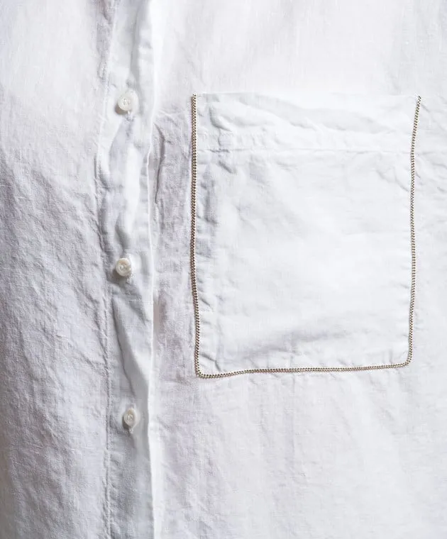 Peserico White linen blouse with monil chain