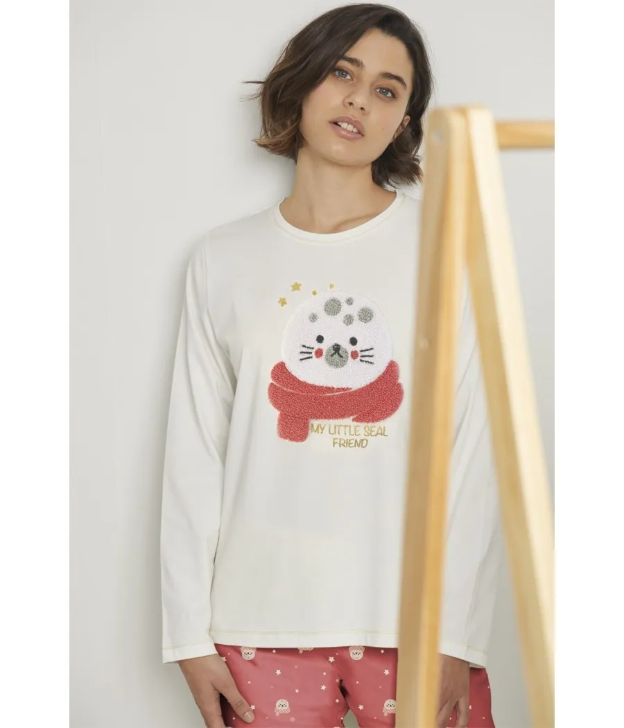 Pijama My Little Seal Friend mujer Admas invierno crudo algodón