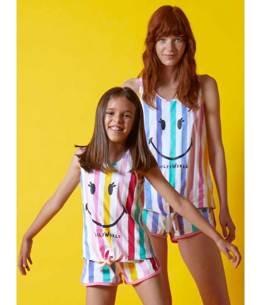 Pijama niña hombrera Rainbow verano Smiley World Multicolor algodón