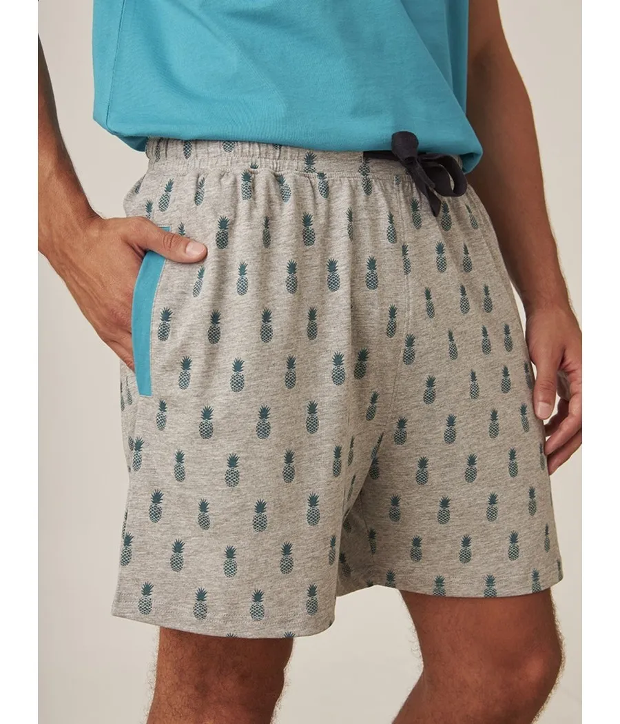 Pijama verano hombre J&J Brothers turquesa bolsillos algodón