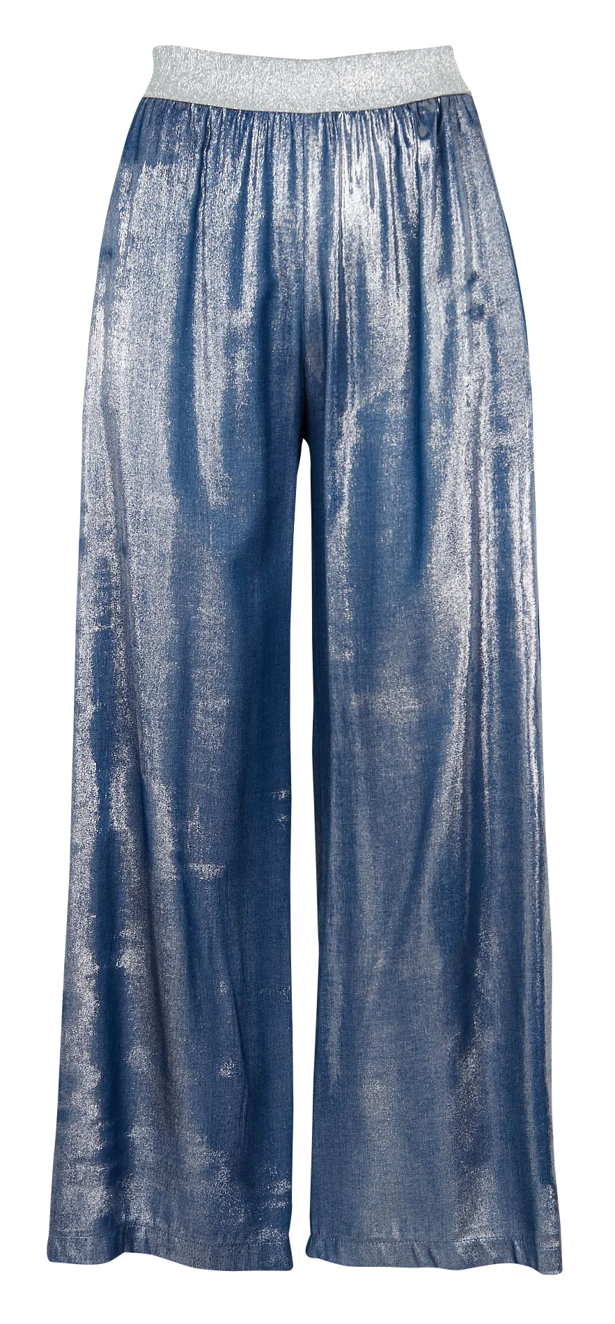PLEASE Pantalón ancho de tiro alto en azul