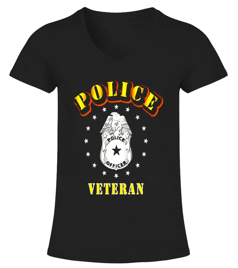 POLICE VETERAN  BADGE TSHIRT  LIMITED EDITION CAMISETA CUELLO PICO MUJER