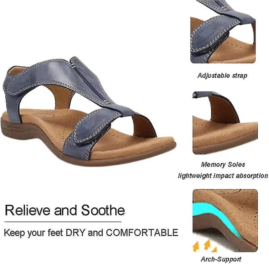 SANDALIAS ORTOPéDICAS CóMODAS PARA MUJER, SANDALIAS ORTOPéDICAS SURSELL, SANDALIAS CASUALES DE PLAYA PLANAS37AZUL