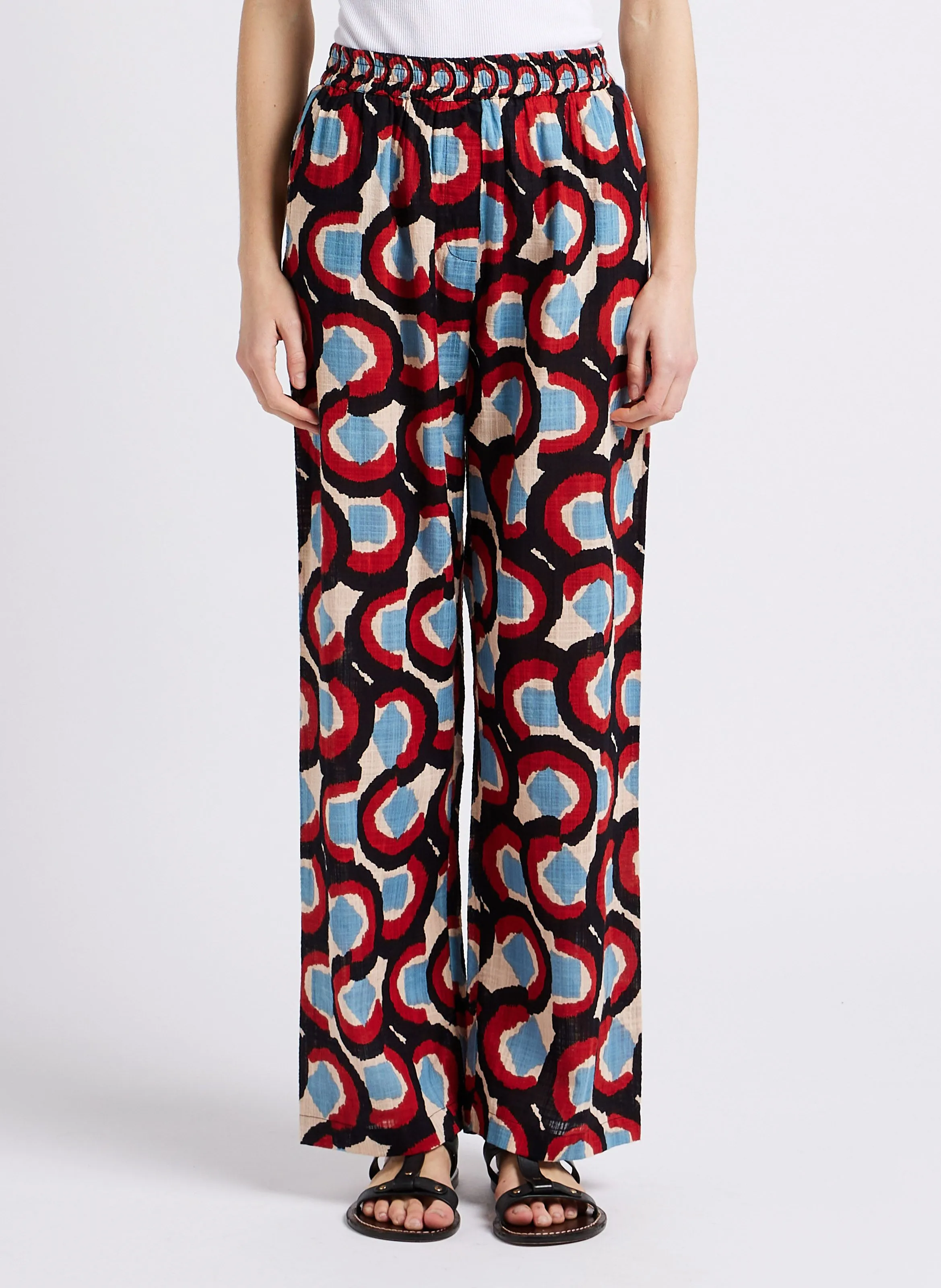 STELLA FOREST JULIETTA  PANTALóN RECTO ESTAMPADO DE MEZCLA DE ALGODóN EN AZUL