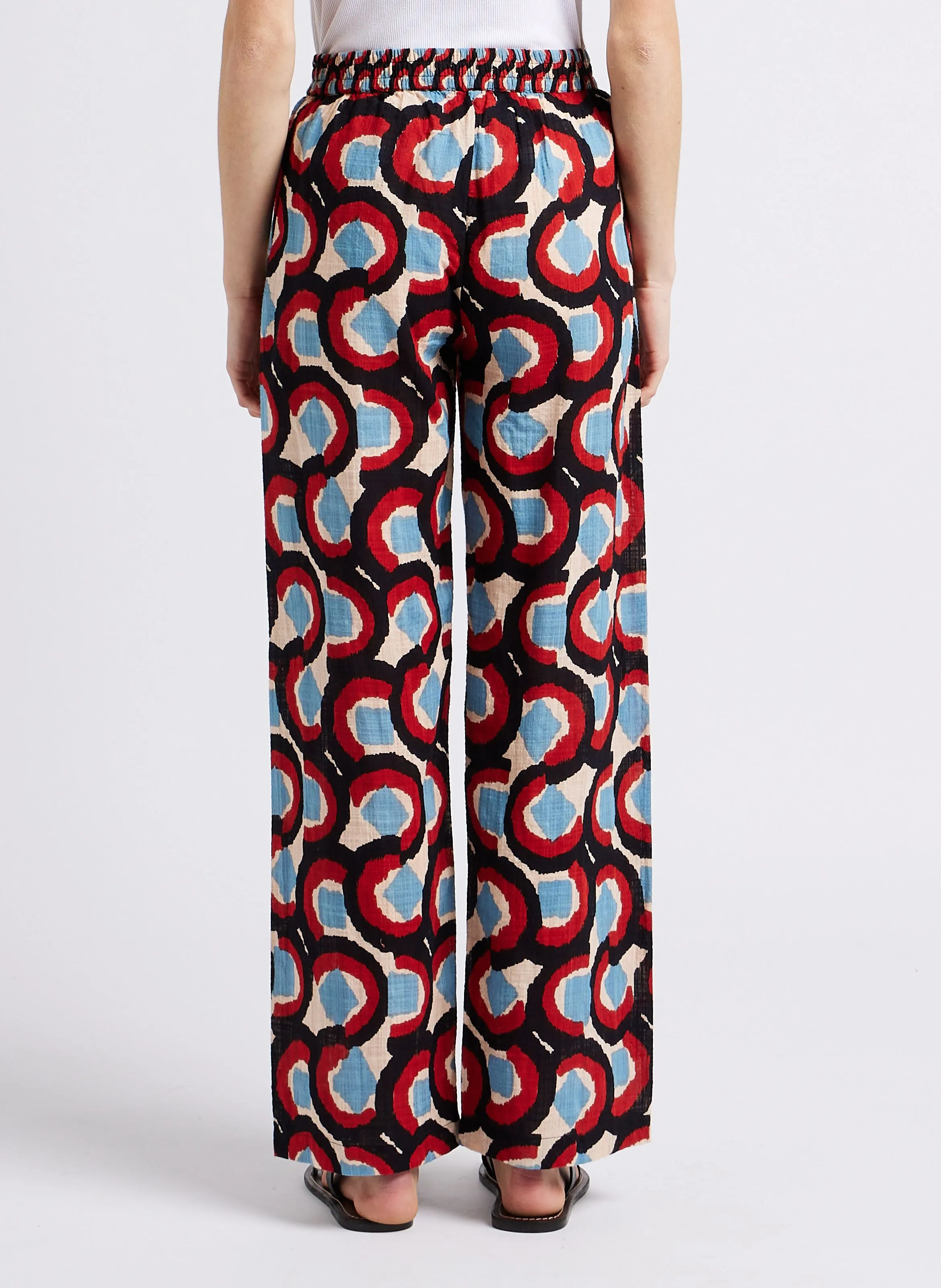 STELLA FOREST JULIETTA  PANTALóN RECTO ESTAMPADO DE MEZCLA DE ALGODóN EN AZUL