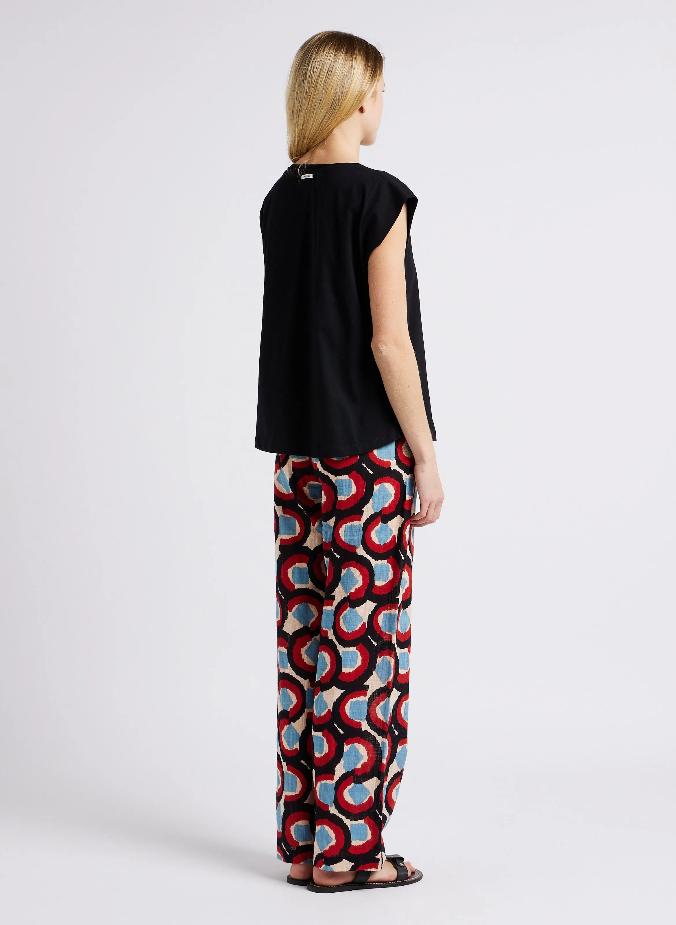 STELLA FOREST JULIETTA  PANTALóN RECTO ESTAMPADO DE MEZCLA DE ALGODóN EN AZUL