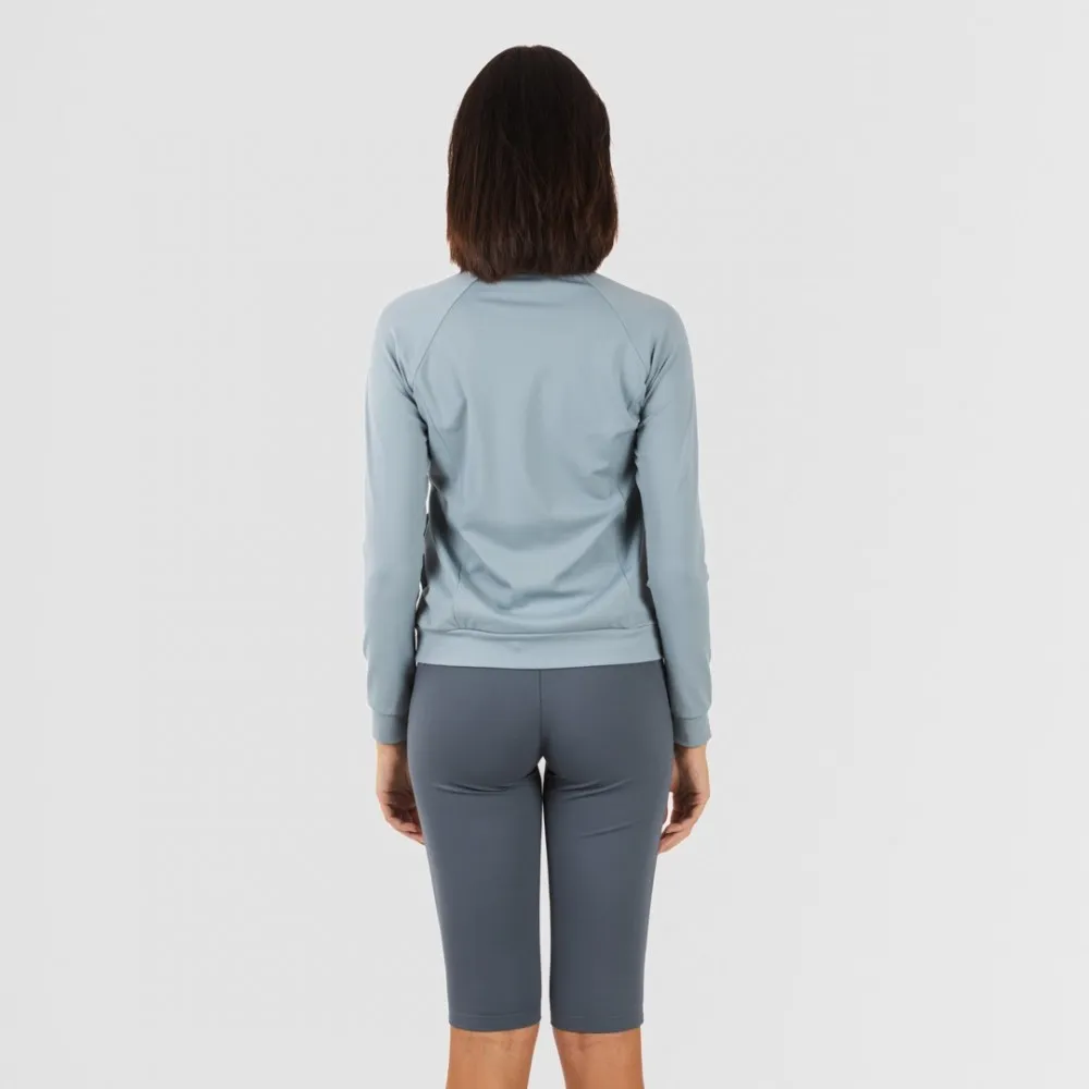Sudadera deportiva mujer con cremallera y bolsillo indigo