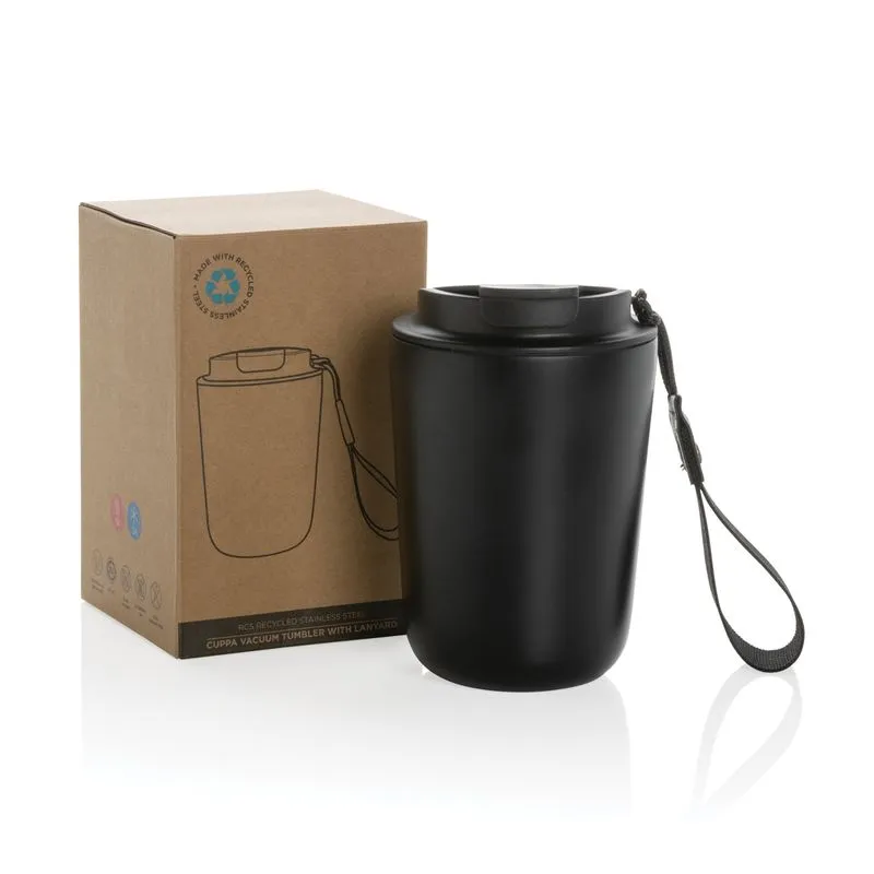 Taza al vacío ecológica promocional con cordón 380 ml. Cuppa