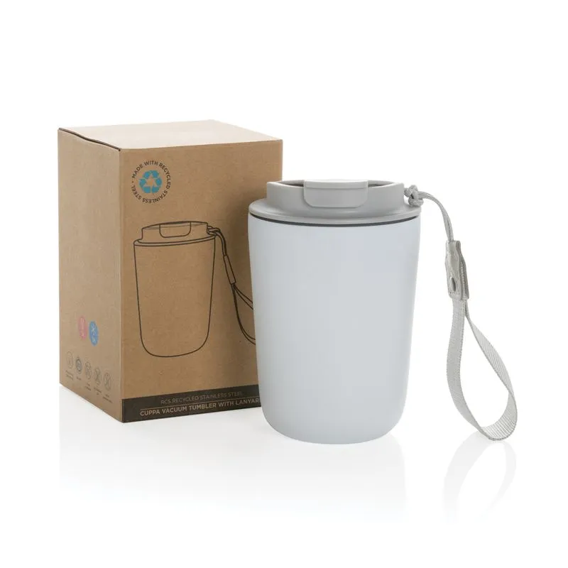Taza al vacío ecológica promocional con cordón 380 ml. Cuppa