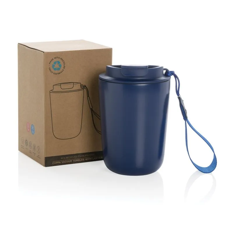 Taza al vacío ecológica promocional con cordón 380 ml. Cuppa