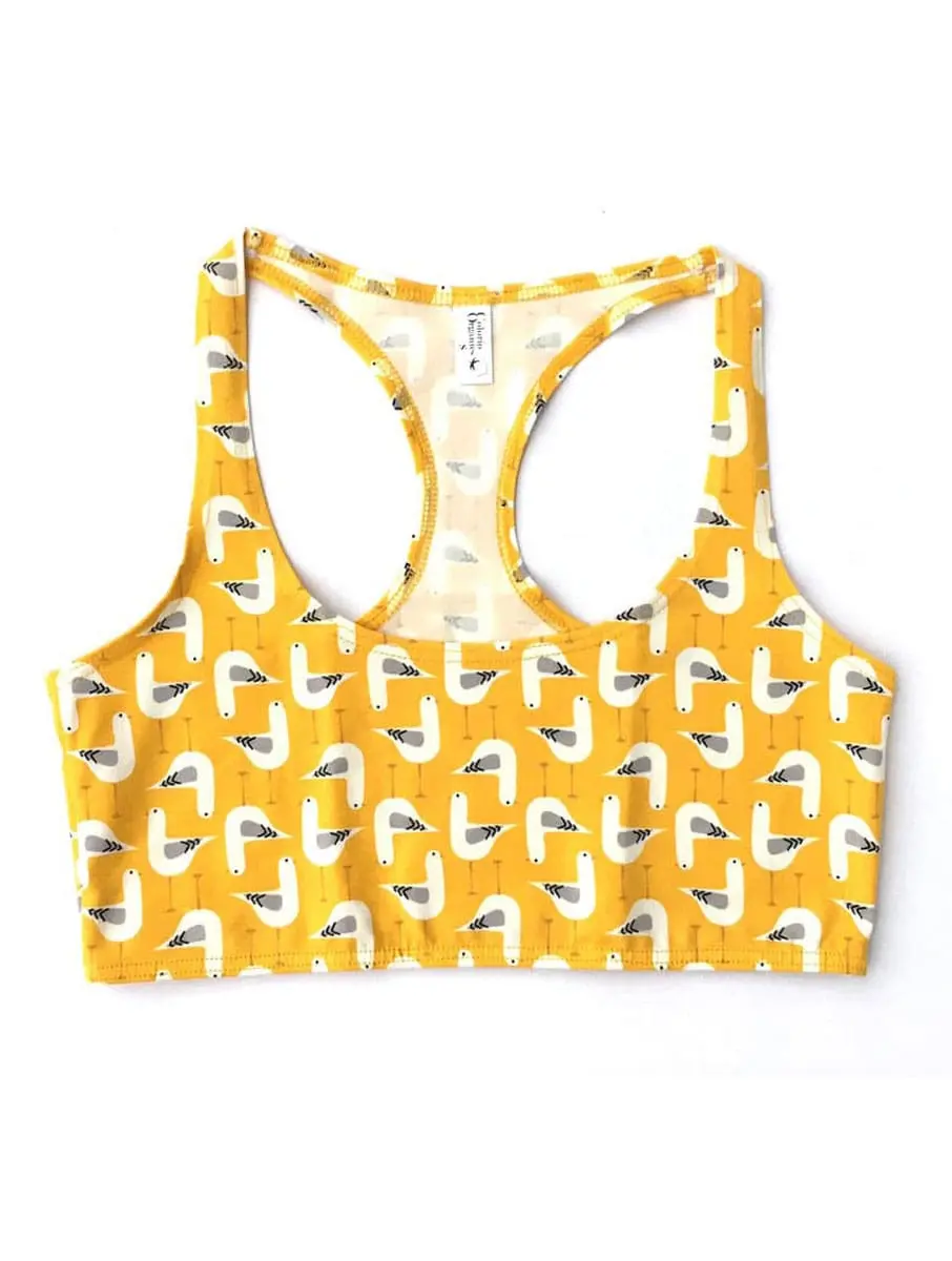 Top sujetador algodón orgánico con estampado de gaviotas