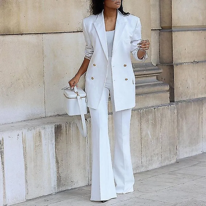 Trajes de 2 piezas para mujer Conjunto frente abierto Chaquetas Blazer de manga larga Trajes