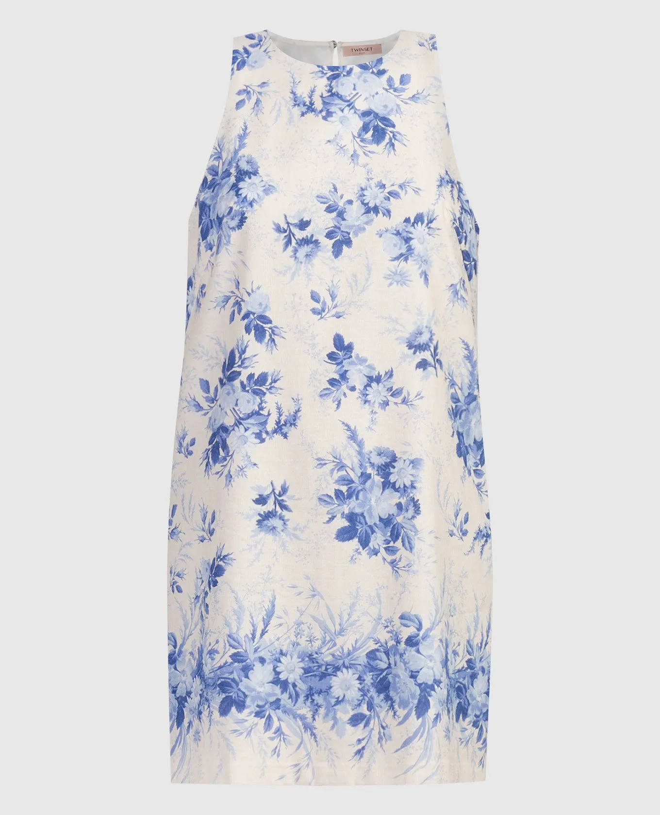 Twinset Beige mini dress with linen in a floral print