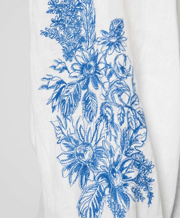 Twinset White linen shirt with a floral motif