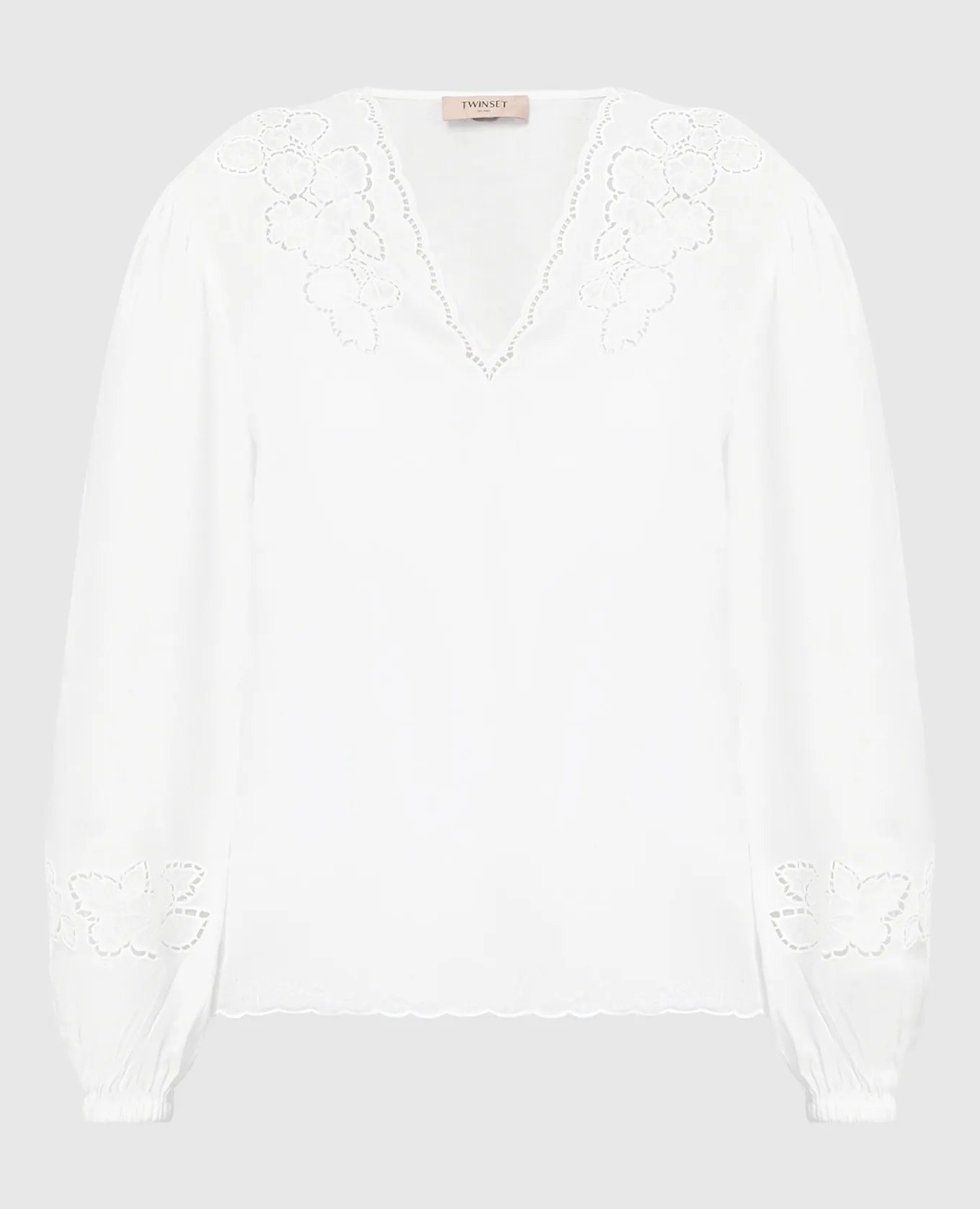 Twinset White linen shirt with embroidery