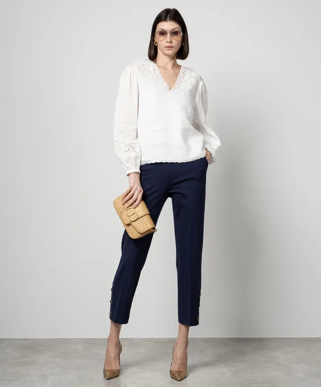 Twinset White linen shirt with embroidery