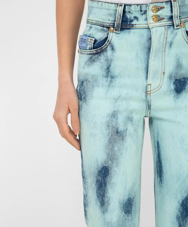 VERSACE JEANS COUTURE LIGHT TURQUOISE TIEDYE JEANS