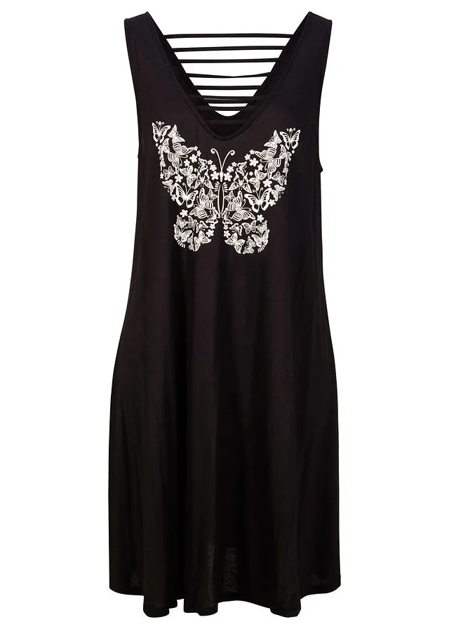 VESTIDO DE VERANO NEGROBLANCO ESTAMPADO